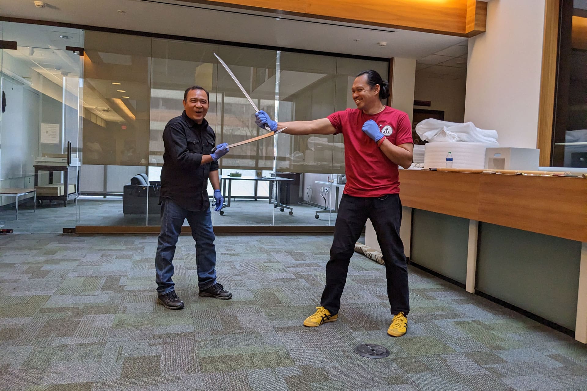 Two people demonstrating martial arts