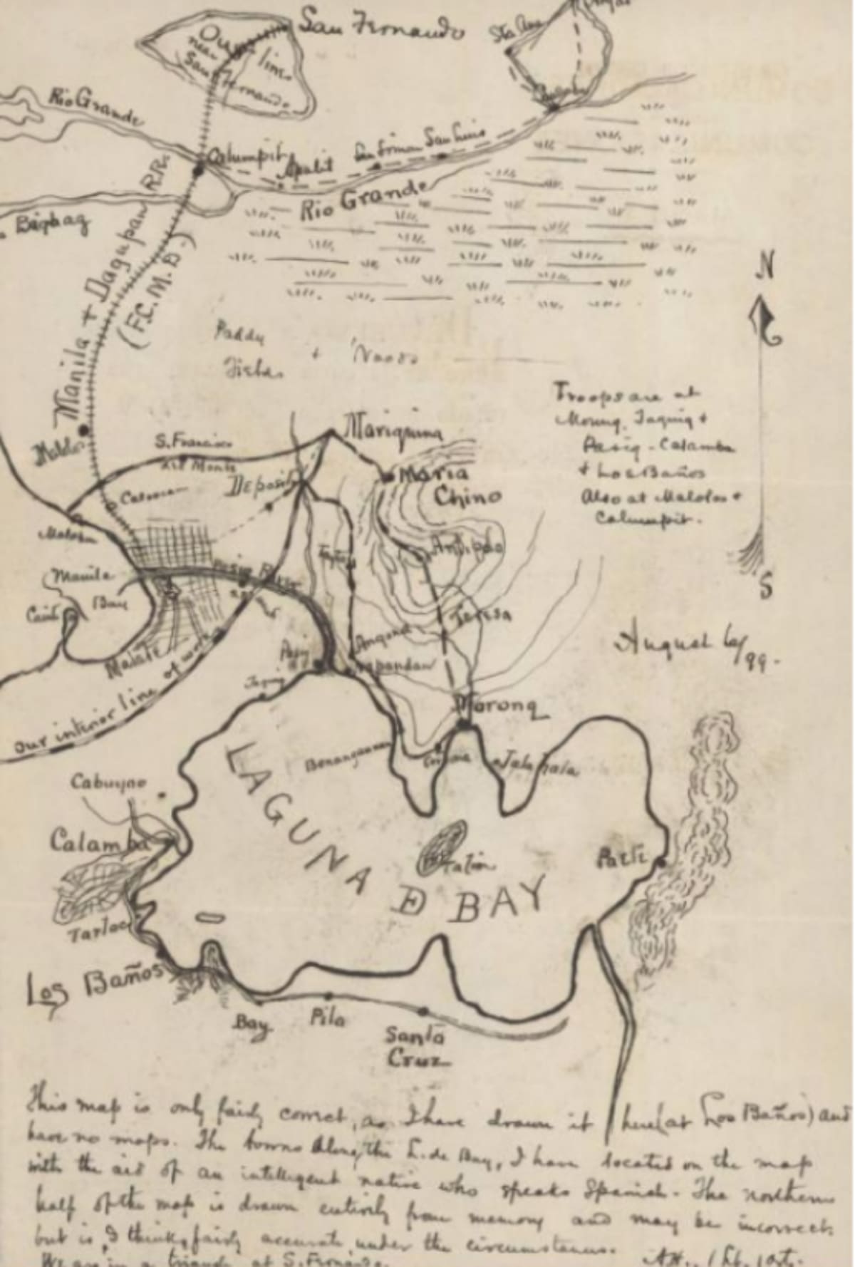 A hand drawn map from the late nineteenth century